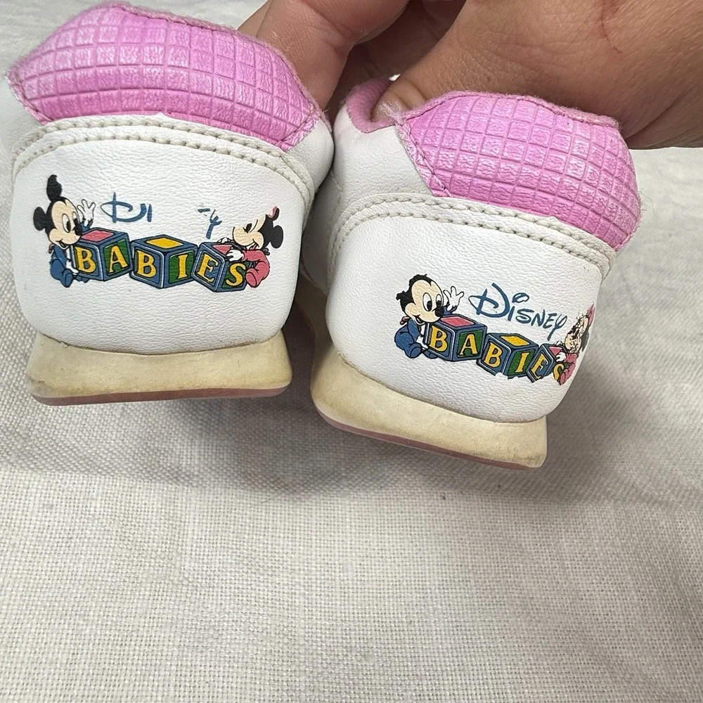 Disney Baby Minnie Daisy Duck White Pink Hook Loop Sneakers Toddler Size 4